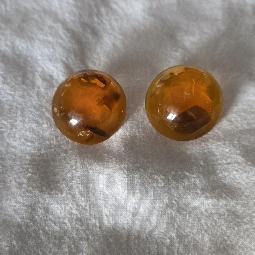 Vtg Amber Clip Ons Earrings
